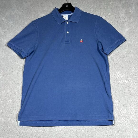 Brook Brothers Polo Shirt Mens Size Medium Blue S/S 100% Cotton Slim Fit - Picture 1 of 11